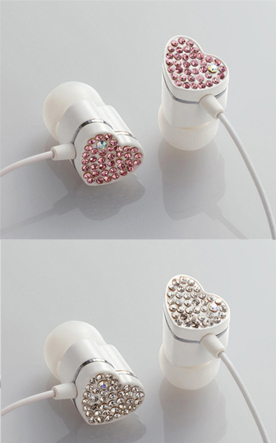 Rhinestone Studded Heart Eardrops - My Geeky Valentine